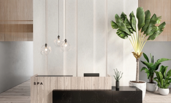 Mammoth Cave Cambria Quartz Reception Desk