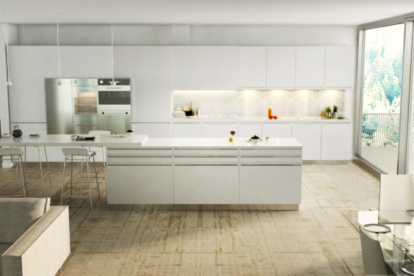 Porcelain White LG Viatera Quartz Kitchen Countertops