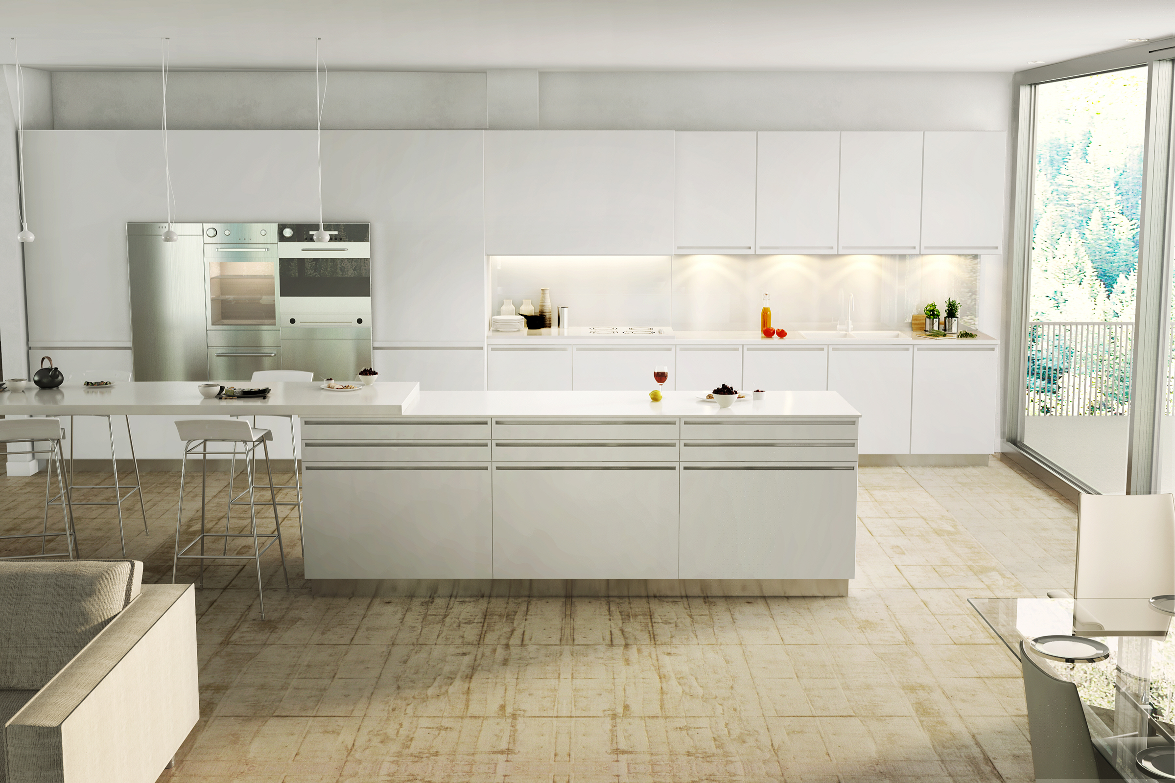 Porcelain White LG Viatera Quartz Kitchen Countertops