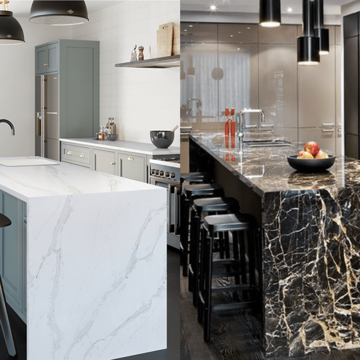 Silestone Quartz Vs Granite silestone vs granite countertops waterfall island