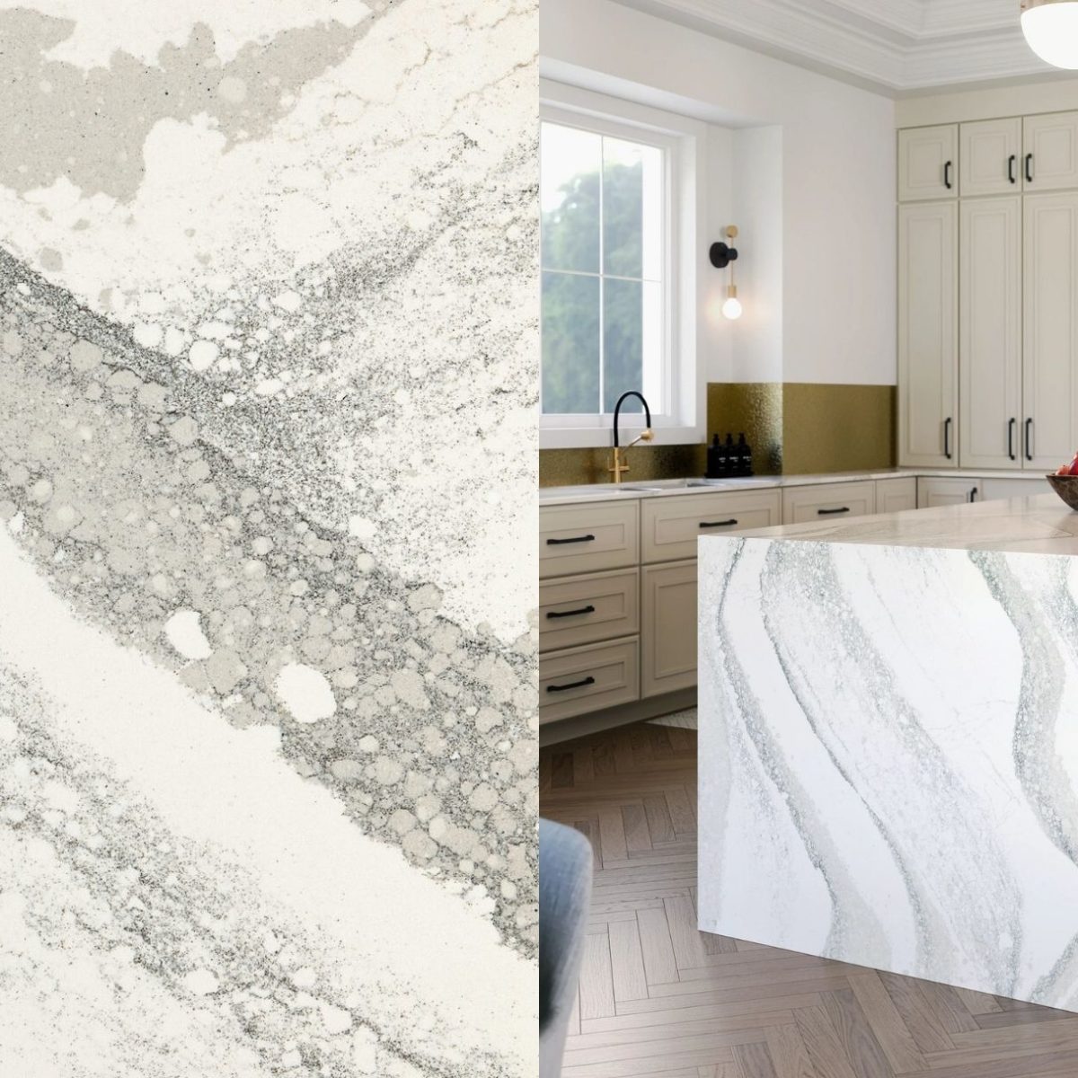 Southport Cambria Quartz Close up and Kitchen