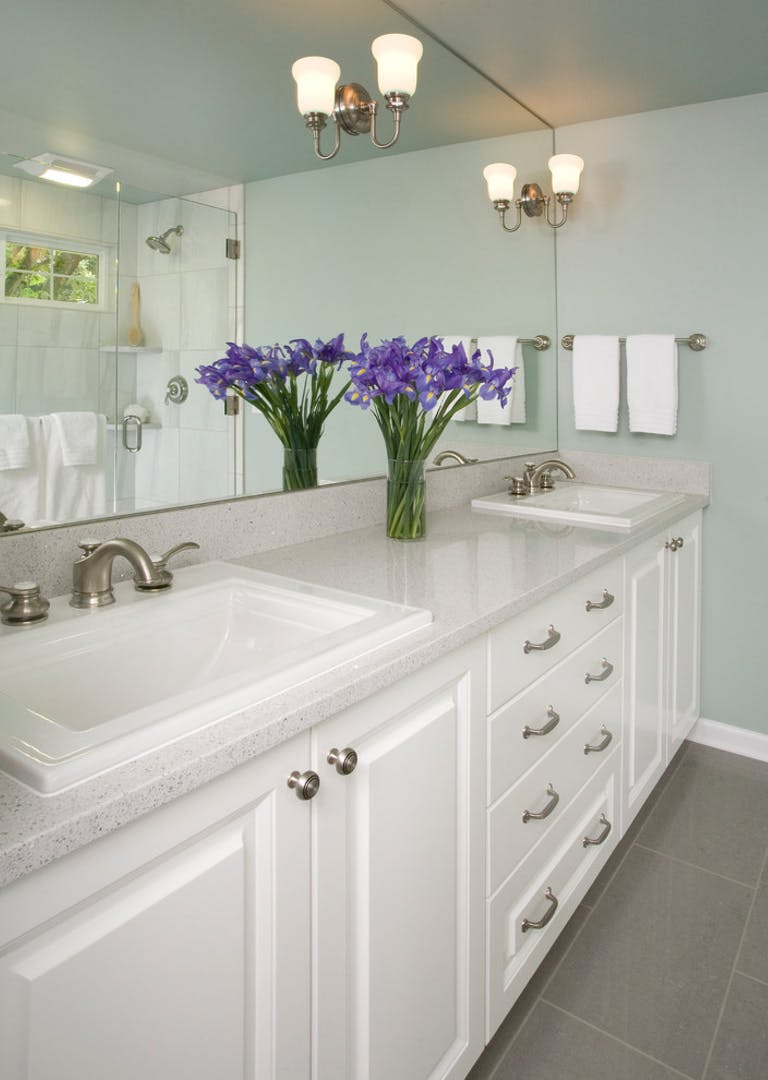 Stellar Snow Silestone Quartz Bathroom