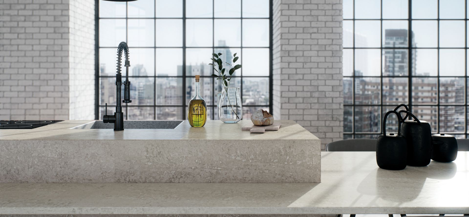 Topus Concrete Caesarstone Quartz Kitchen Island