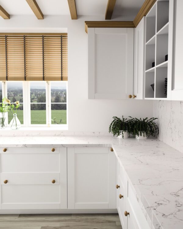 White Arabesque Silestone Quartz Kitchen
