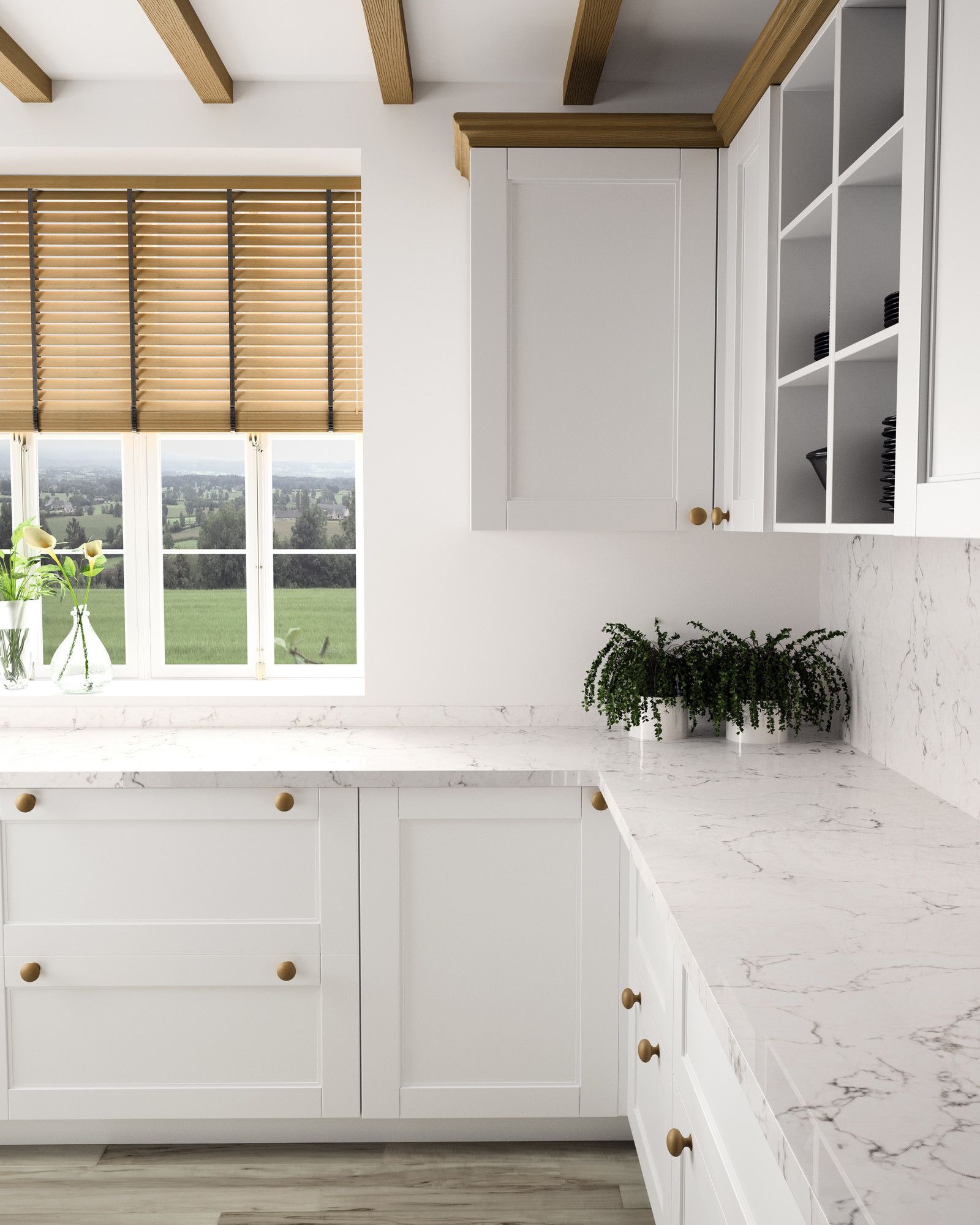 White Arabesque Silestone Quartz Kitchen