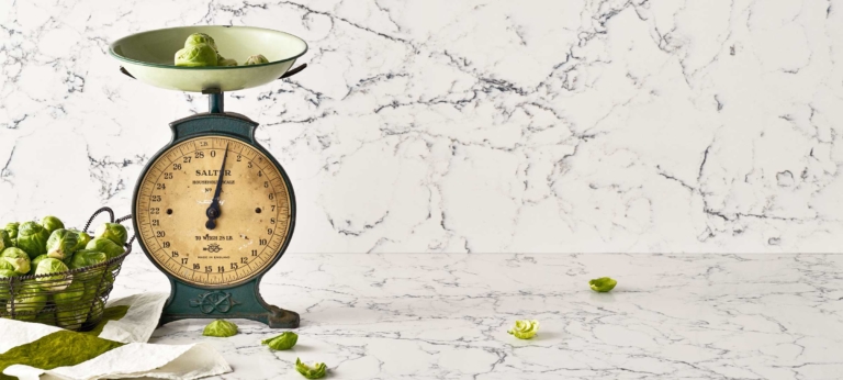 White Attica Caesarstone Quartz Kitchen Countertops