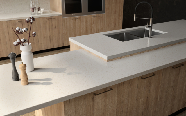 White Pearl LG Viatera Quartz Kitchen Countertops