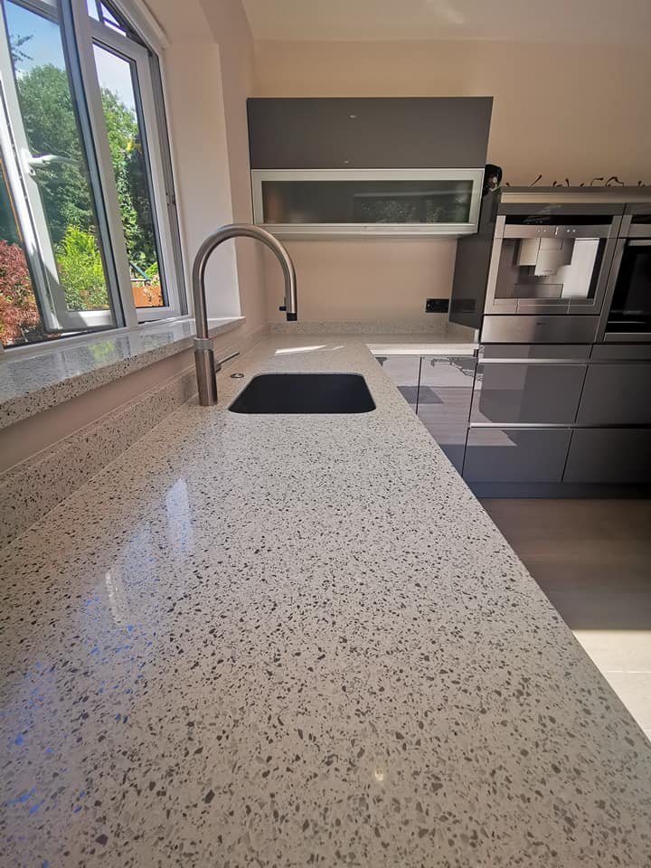 White Platinum Silestone Quartz Kitchen