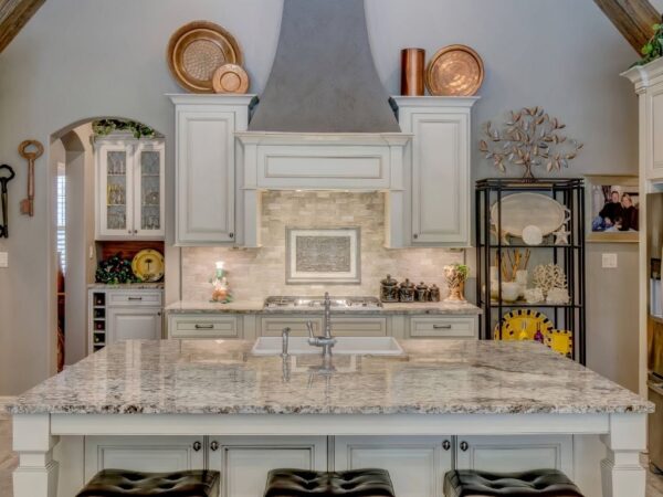White Valley Granite Kitchen Countertops and Island