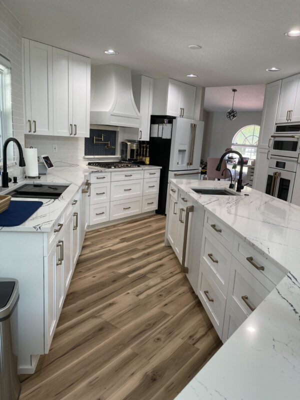 Portrush Cambria Quartz Kitchen Countertops with White Cabinets